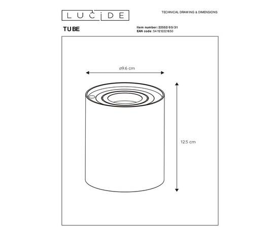 Настольная лампа Lucide Tube 22552/05/31, изображение 2