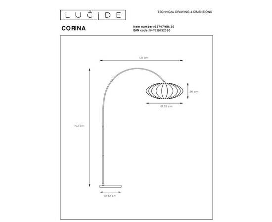 Торшер Lucide Corina 03747/60/30, изображение 2