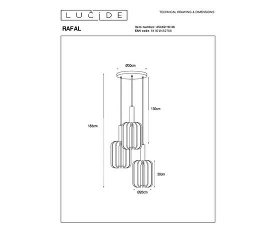 Подвесная люстра Lucide Rafal 45492/13/36, изображение 2