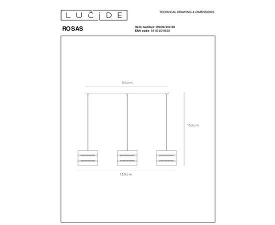 Подвесной светильник Lucide Rosas 21433/03/30, изображение 2