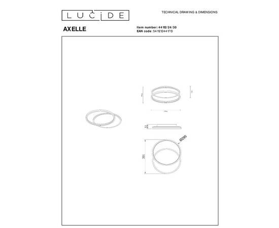 Потолочный светодиодный светильник Lucide Axelle 44112/24/30, изображение 2