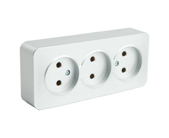 Розетка тройная 2P Stekker София серебро MST10-13-03 49329