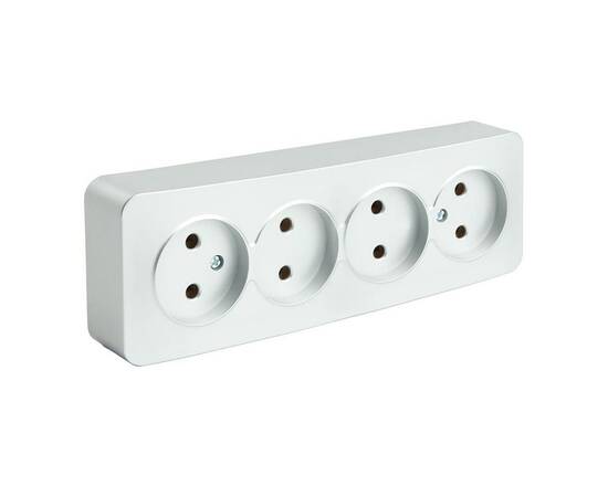 Розетка четырехместная 2P Stekker София серебро MST10-14-03 49331