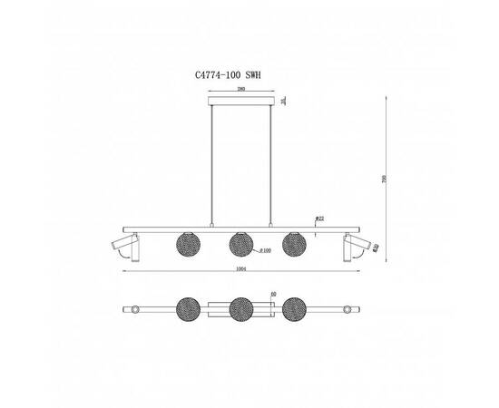 Подвесная светодиодная люстра iLedex Telescope C4774-100 SWH, изображение 2