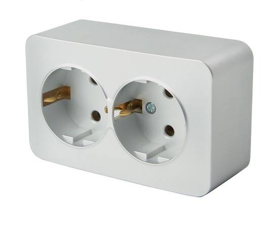 Розетка двойная 2P+PE Stekker София серебро MST16-12-03 49328