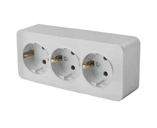 Розетка тройная 2P+PE Stekker София серебро MST16-13-03 49330