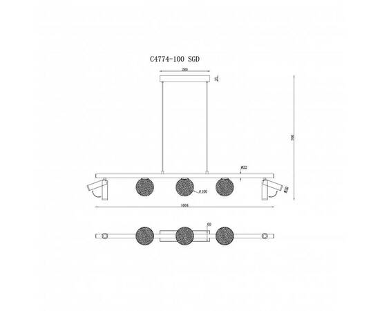 Подвесная светодиодная люстра iLedex Telescope C4774-100 SGD, изображение 2