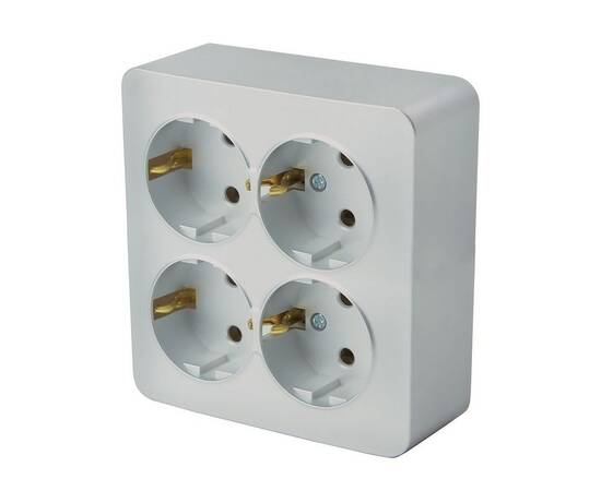 Розетка 4-местная 2P+PE Stekker София серебро MST16-14S-03 49334