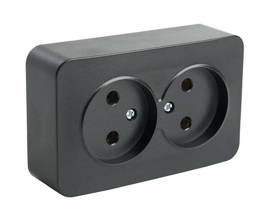 Розетка двойная 2P Stekker София черный MST10-12-02 49315