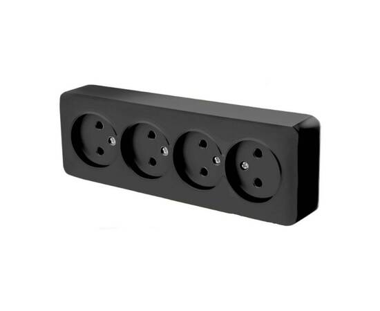 Розетка четырехместная 2P Stekker София черный MST10-14-02 49319