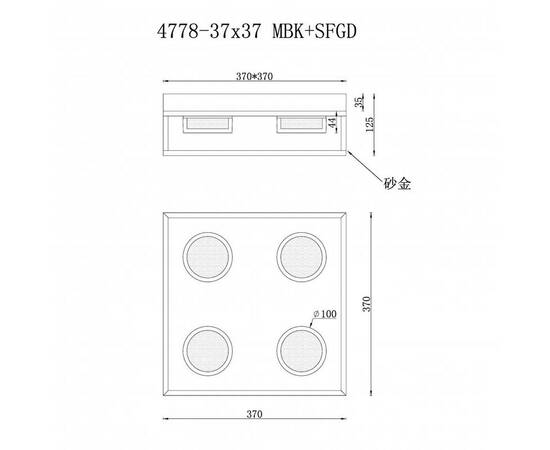 Потолочная светодиодная люстра iLedex Link 4778-37x37 MBK+SGD, изображение 2