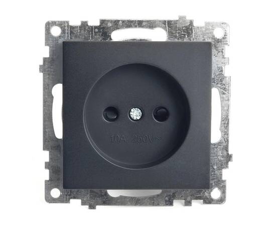 Розетка 2P Stekker Катрин со шторками графит GLS10-7109-06 49420