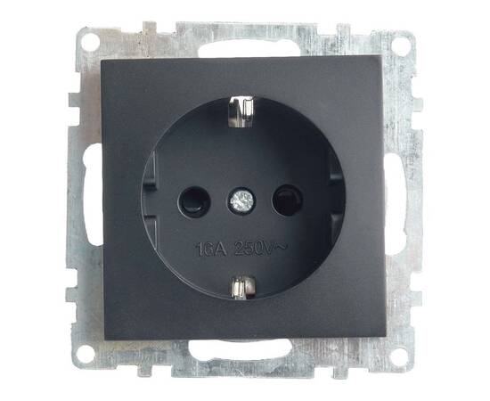 Розетка 2P+PE Stekker Катрин со шторками графит GLS16-7110-06 49423