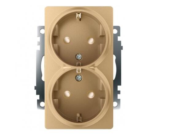Розетка двойная 2P+PE Stekker Катрин со шторками золото GLS16-7114-08 49226