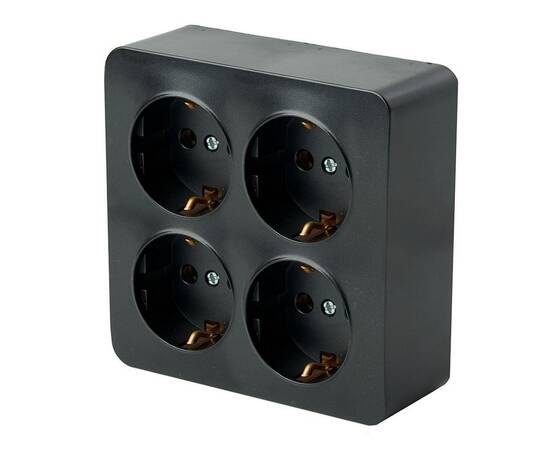 Розетка 4-местная 2P+PE Stekker София черный MST16-14S-02 49322