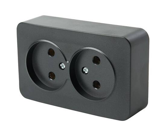 Розетка двойная 2P Stekker София черный матовый MST10-12-05 49496