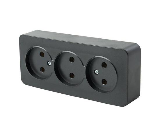 Розетка тройная 2P Stekker София черный матовый MST10-13-05 49500