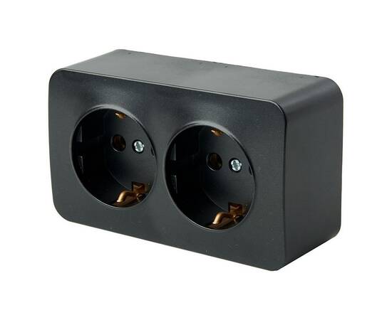 Розетка двойная 2P+PE Stekker София черный матовый MST16-12-05 49498