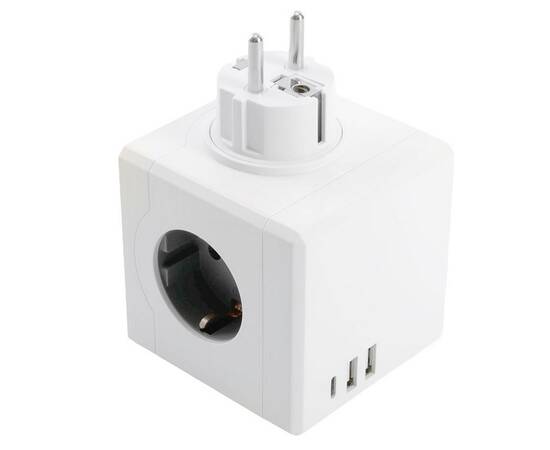 Разветвитель сетевой Stekker 3гн с/з 2хUSB A+Type C ADP16-33-21 49231