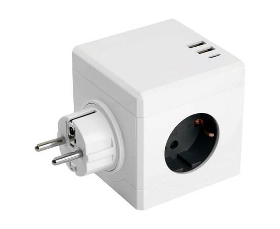 Разветвитель сетевой Stekker 3гн с/з 2хUSB A+Type C ADP16-33-21 49231, изображение 4