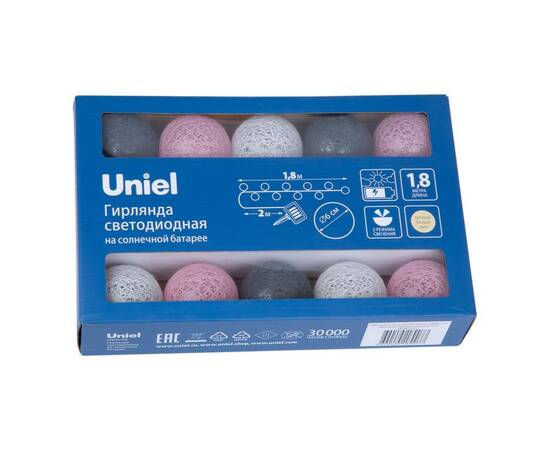 Гирлянда на солнечных батареях Uniel USL-S-230/PM1800 Cotton Balls-1 UL-00011593, изображение 3
