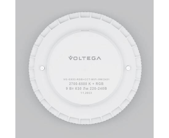 Лампа светодиодная Voltega Wi-Fi GX53 9W 2700K-6500K MIX-RGB белая 2431, изображение 4
