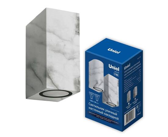 Уличный настенный светильник Uniel UUL-P42A 2х6W/GU10 IP65 Marble UL-00011362, изображение 3