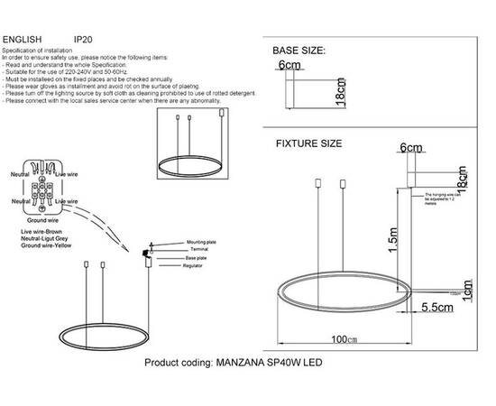 Подвесной светодиодный светильник Crystal Lux Manzana SP40W Led Black, изображение 2