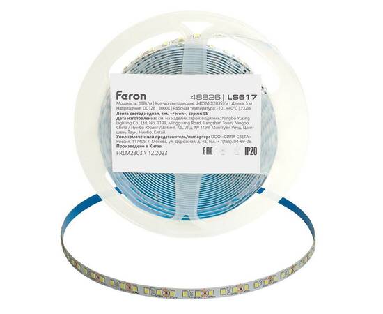 Светодиодная лента Feron 19W/m 240LED/m 2835SMD теплый белый 5М LS617 48826, изображение 4