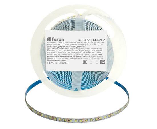 Светодиодная лента Feron 19W/m 240LED/m 2835SMD дневной белый 5М LS617 48827, изображение 4