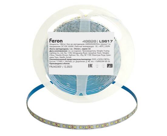 Светодиодная лента Feron 19W/m 240LED/m 2835SMD холодный белый 5М LS617 48828, изображение 4