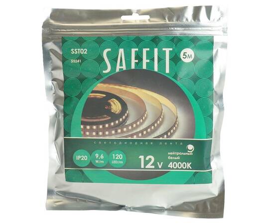 Светодиодная лента Saffit 9,6W/m 120LED/m 2835SMD дневной белый 5М SST02 55241, изображение 2