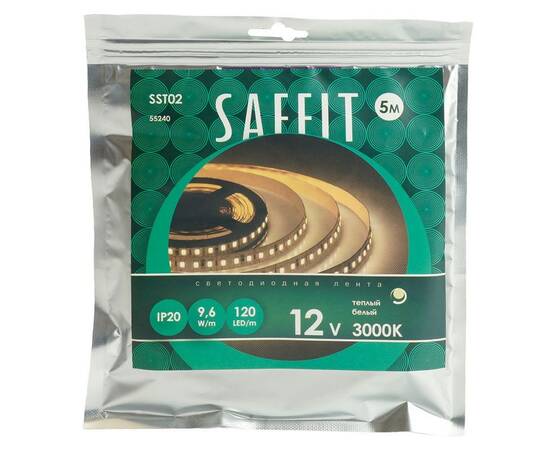 Светодиодная лента Saffit 9,6W/m 120LED/m 2835SMD теплый белый 5М SST02 55240, изображение 3