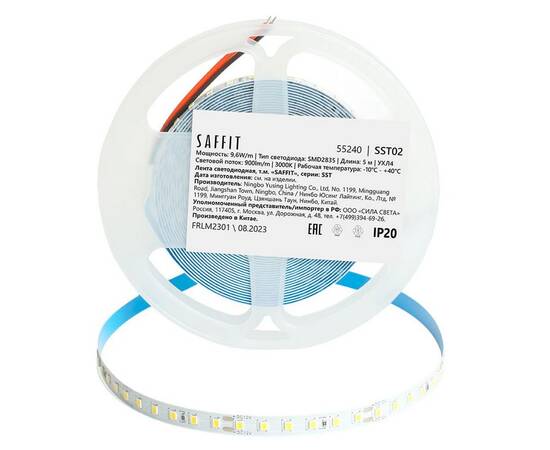 Светодиодная лента Saffit 9,6W/m 120LED/m 2835SMD теплый белый 5М SST02 55240, изображение 4