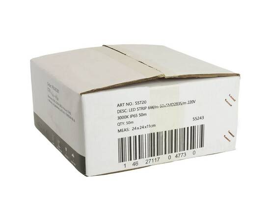Светодиодная влагозащищенная лента Saffit 6W/m 60LED/m 2835SMD теплый белый 50М SST20 55243, изображение 2