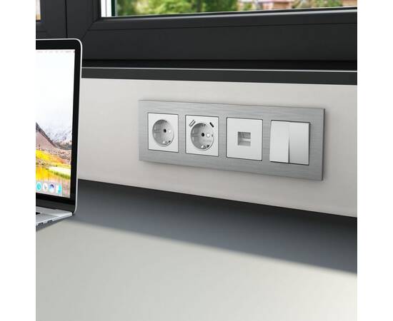 Рамка Werkel AluMax на 4 поста алюминий W0043506 4690389204098, изображение 2