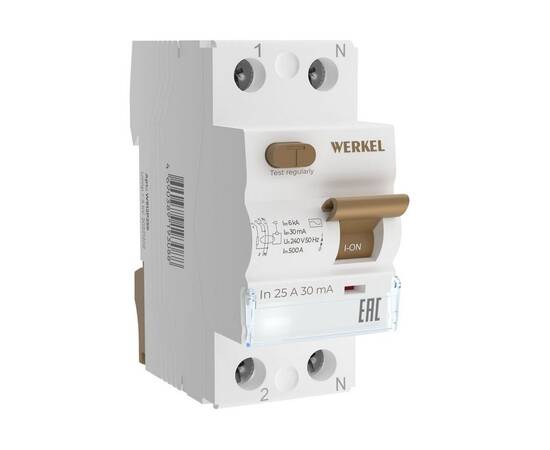 Устройство защитного отключения Werkel 1P+N 25A 30mА АС 6kА W912P256 4690389193088
