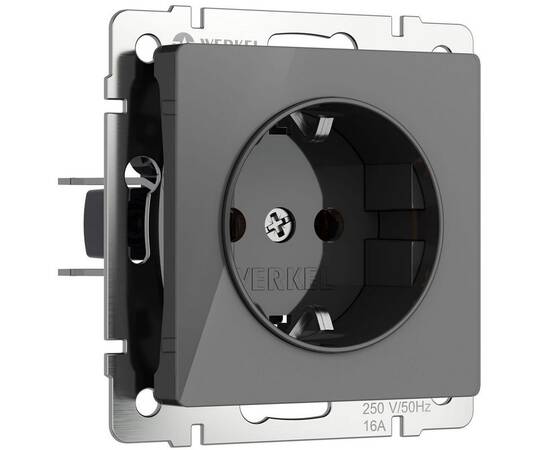 Розетка с заземлением, шторками Werkel графит акрил W1171144 4690389197512
