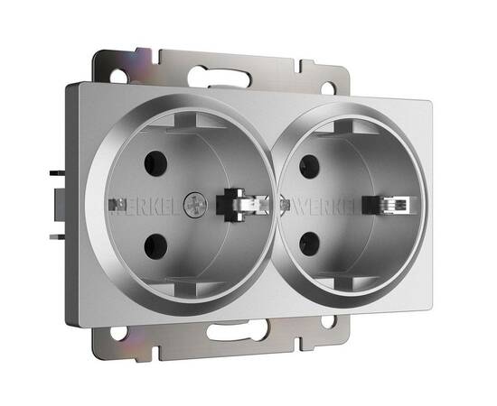 Розетка двойная с заземлением Werkel серебряный матовый W1172065 4690389195617