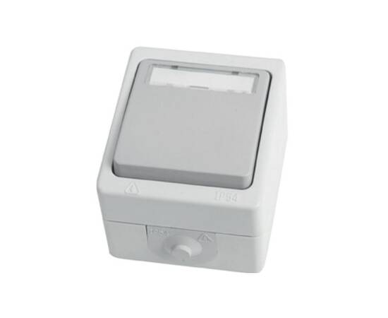 Выключатель одноклавишный Stekker Велена белый/серый PSW10-214-54 49736