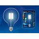 Лампа светодиодная филаментная (UL-00004860) Uniel E27 15W 3000K прозрачная LED-G125-15W/3000K/E27/C, изображение 2