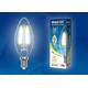Лампа светодиодная филаментная (UL-00002212) Uniel E27 8W 4000K прозрачная LED-A60-8W/NW/E27/CL GLA0, изображение 2
