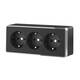 Розетка тройная с/з со шторками Werkel Gallant черный/хром