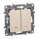 Выключатель двухклавишный Legrand Etika 10A 250V с подсветкой слоновая кость 672304