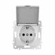 Розетка с заземлением, шторками и защитной крышкой Arte Milano 206.41-1.silver, изображение 5