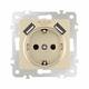 Розетка с заземлением, шторками + 2 USB Arte Milano 206.47-1.shampan, изображение 4