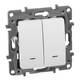 Переключатель двухклавишный Legrand Etika 10A 250V с подсветкой белый 672216