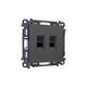 Комплект механизма компьютерной двойной розетки RJ-45 с автоматической защитной шторкой Alfa Графит, изображение 3