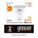 Лампа светодиодная Gauss GU10 11W 3000K матовая 13611, изображение 2